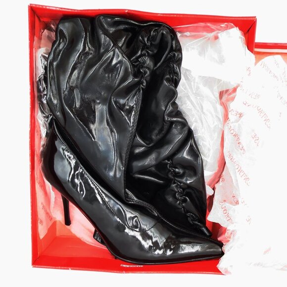 Penthouse Shoes by Elie Lala Faux Stretch Leather & Patent Thigh High Boots 9 - Picture 5 of 8